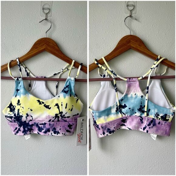 Wildfox Sweat Sports Bra Womens XS Tie Dye Multi‎ Color Athletic Top - Picture 1 of 10